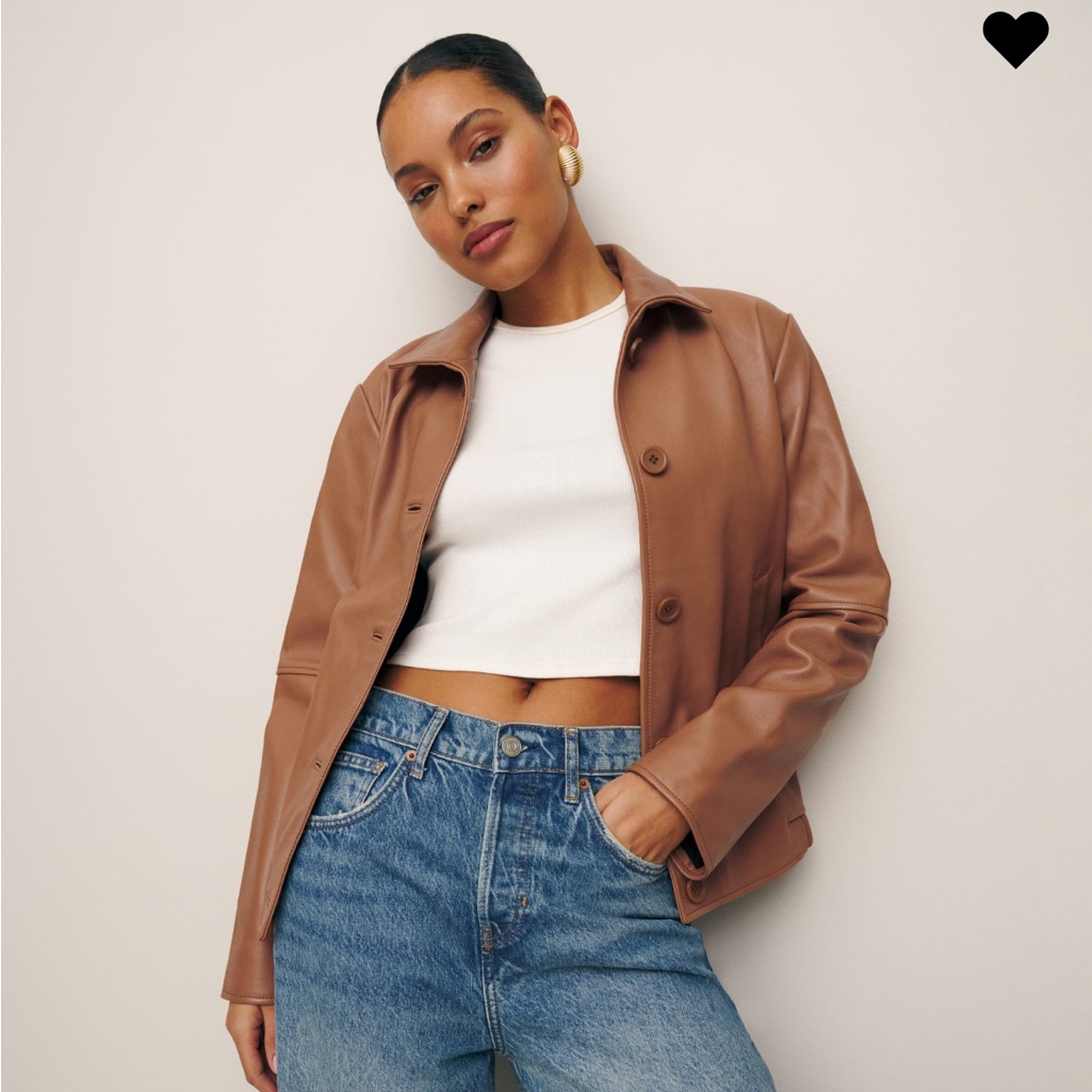 Reformation Veda Allen Leather Jacket Hazelnut - Size Xs